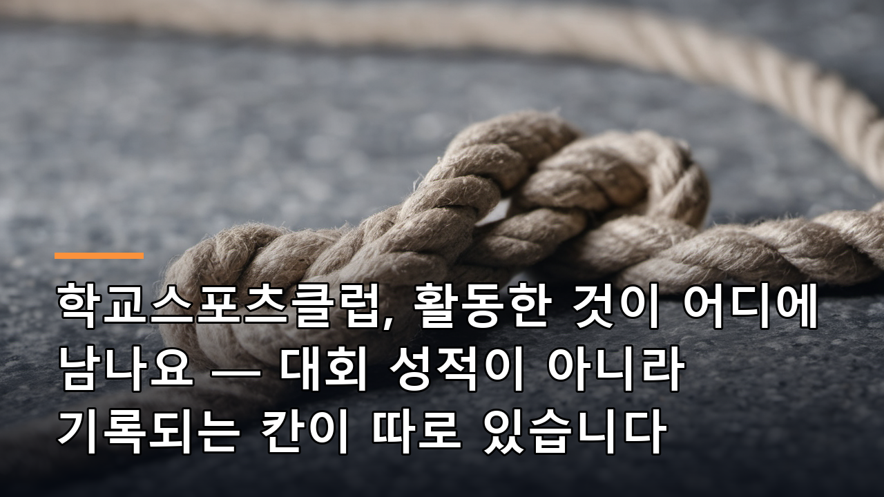 학교스포츠클럽, 활동한 것이 어디에 남나요 — 대회 성적이 아니라 기록되는 칸이 따로 있습니다