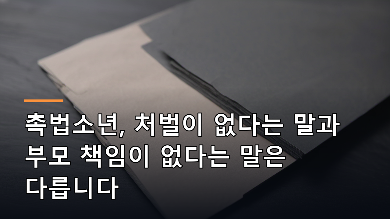 촉법소년, 처벌이 없다는 말과 부모 책임이 없다는 말은 다릅니다