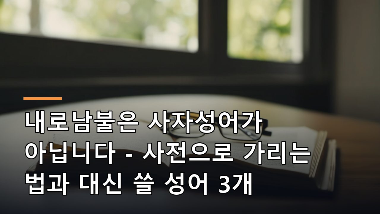 내로남불은 사자성어가 아닙니다 - 사전으로 가리는 법과 대신 쓸 성어 3개