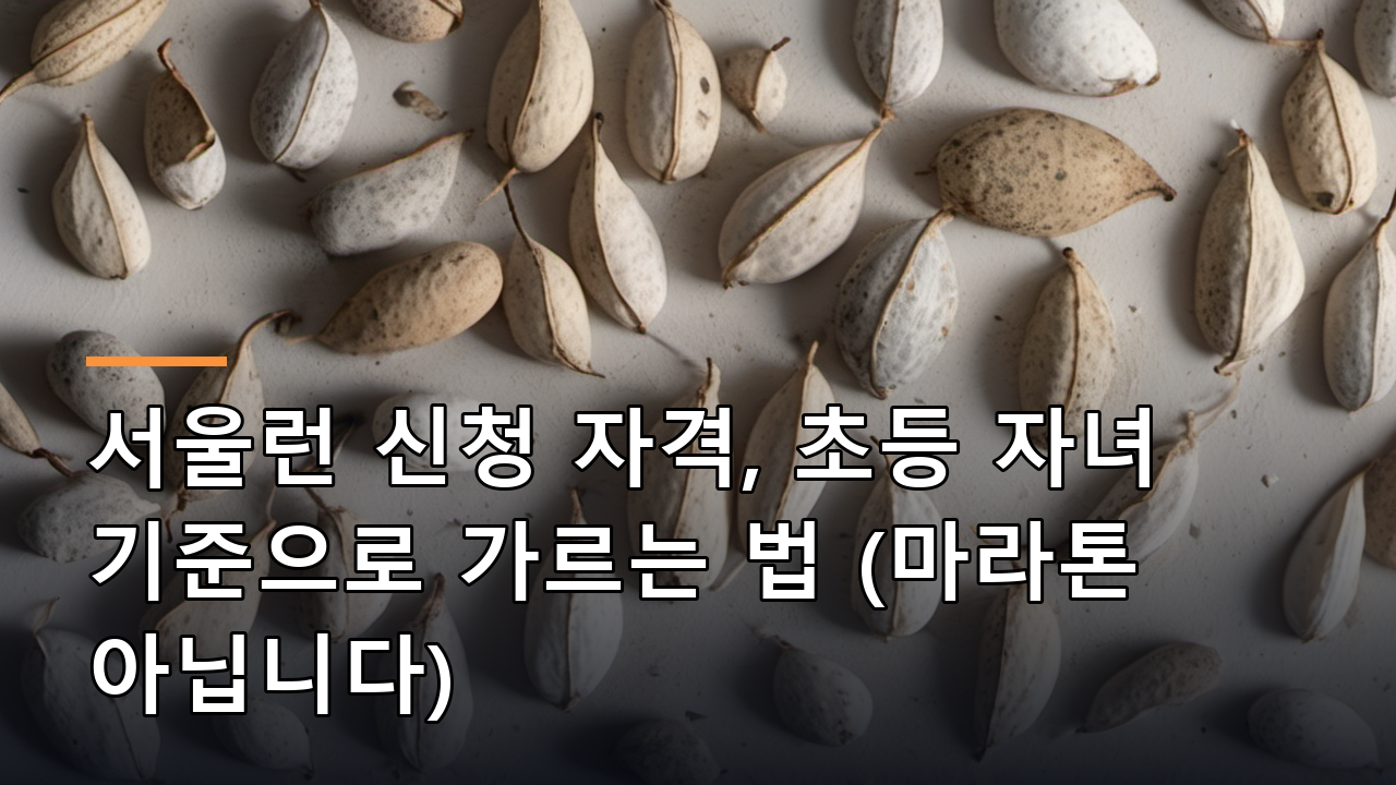 서울런 신청 자격, 초등 자녀 기준으로 가르는 법 (마라톤 아닙니다)
