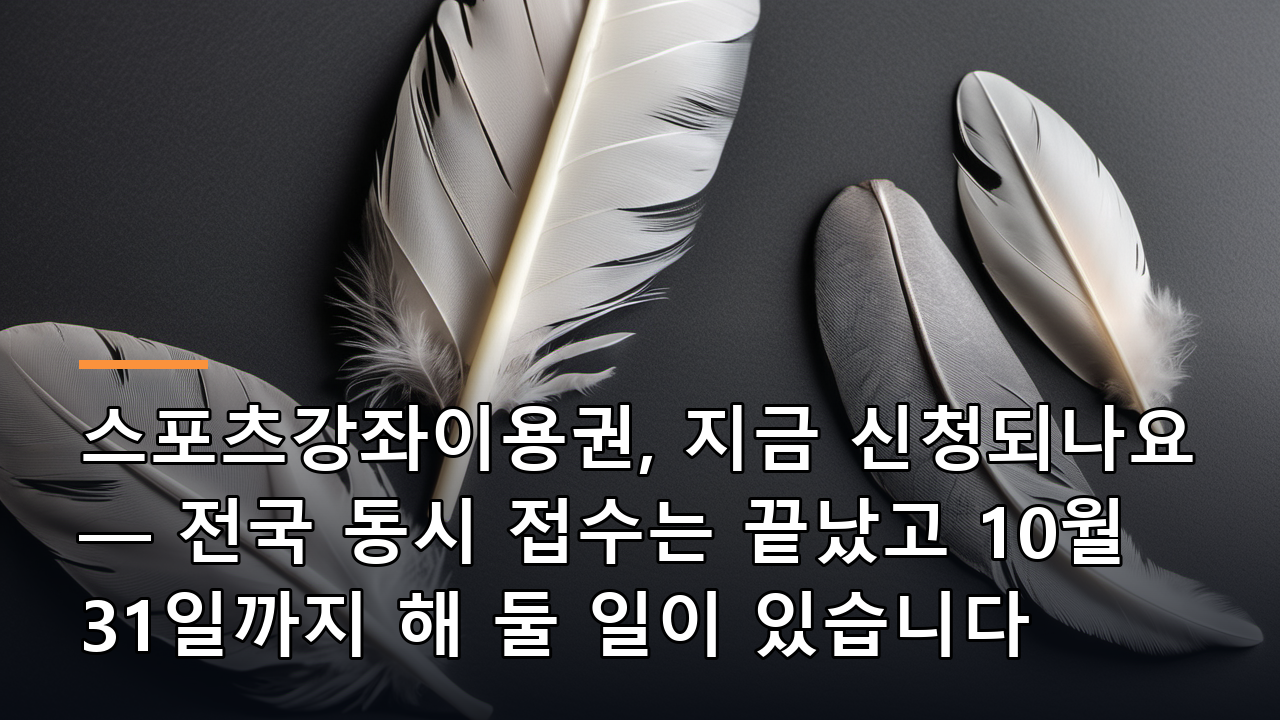 스포츠강좌이용권, 지금 신청되나요 — 전국 동시 접수는 끝났고 10월 31일까지 해 둘 일이 있습니다